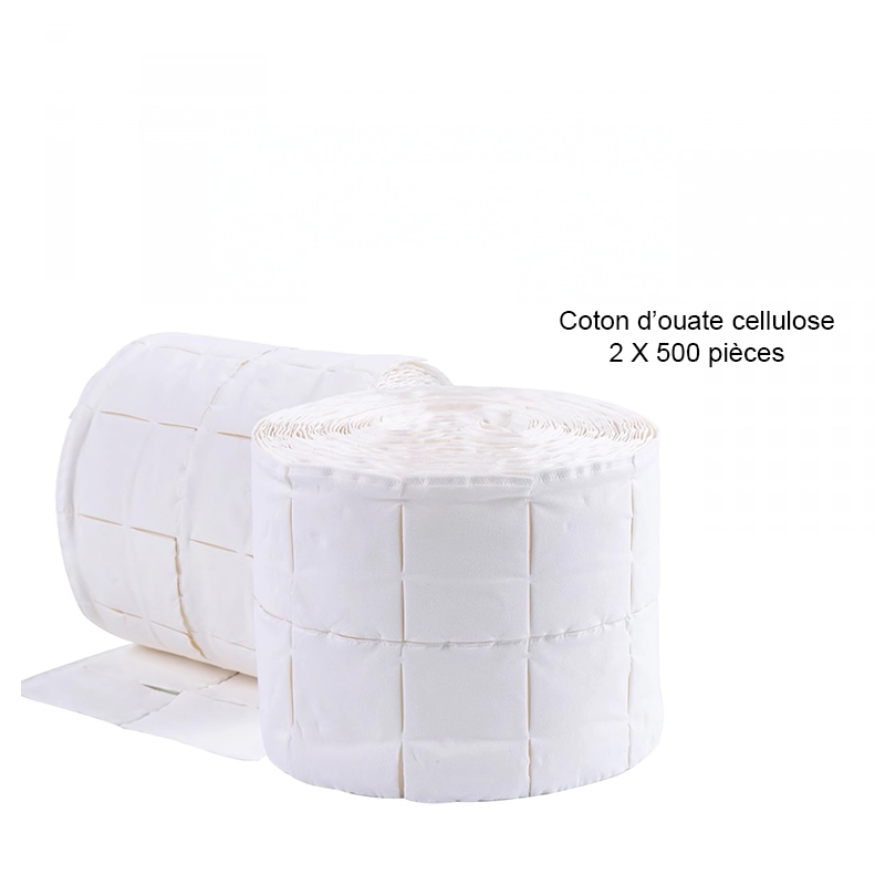 Coton cellulose Rouleau de 500 carrés de cellulose non pelucheux ongle  onglerie manucure